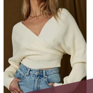 12th Tribe Cream V-Neck Sweater